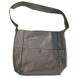 Bostanten Women Gray Leather Shoulder Bag Medium